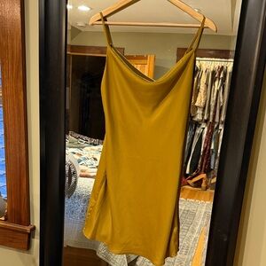 Urban Outfitters Mustard Satin Slip Mini Dress